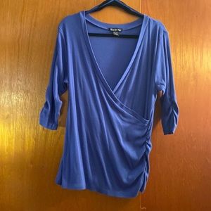 Twist Tees Blue V-neck top, 3X